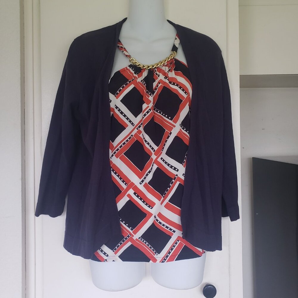 August Silks Purple Sweater with built in top Size PL